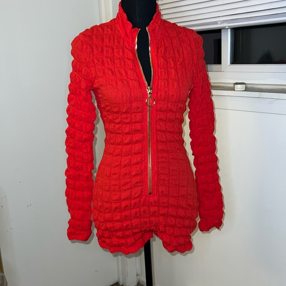 Orange / Red shirt romper